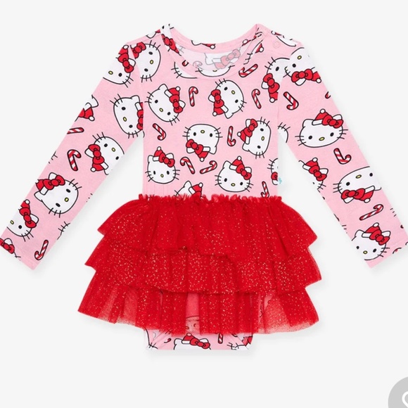 NWT Posh Peanut 2T Hello Kitty Candy Cane Long Sleeve Tulle Skirt BodySuit - Picture 1 of 1